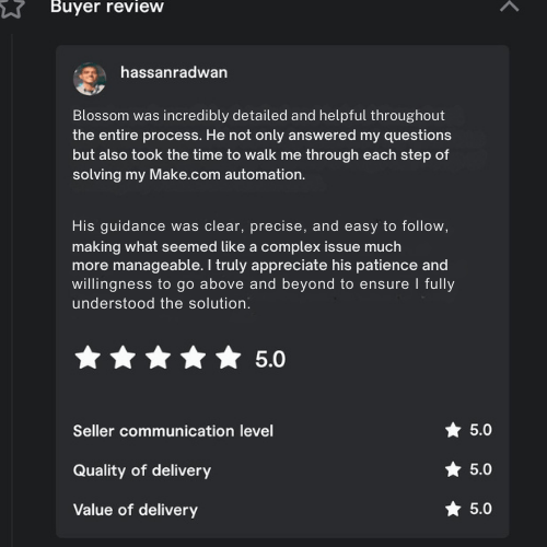 Working with Victor was a fantastic experience! He was quick to respond, packed with knowledge, and incredibly helpful. We're thrilled with the work he did on our automation project and can't wait (1)